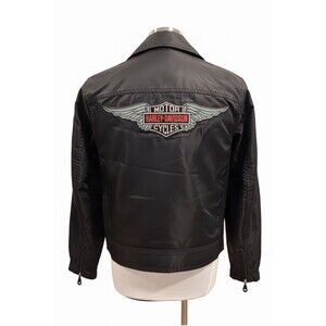 Harley-Davidson Women's Black Nylon Riding Jacket Winged Logo Size Small